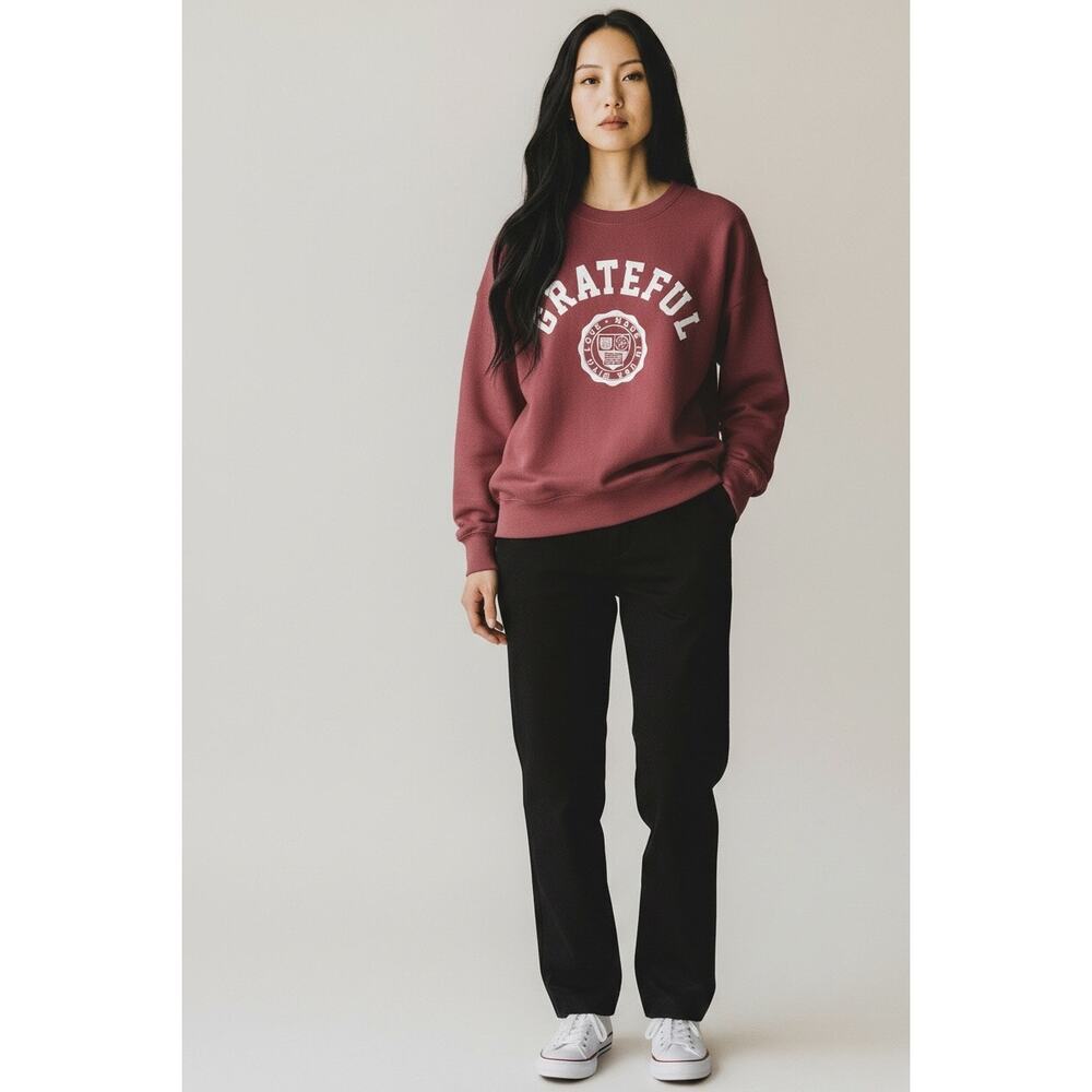 Sundry Grateful Graphic Sweatshirt Size 2 Medium Made in USA Cotton Fleece NWT